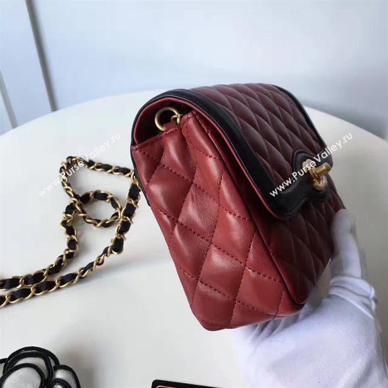 Chanel lambskin new 17cm flap wine shoulder bag 6171