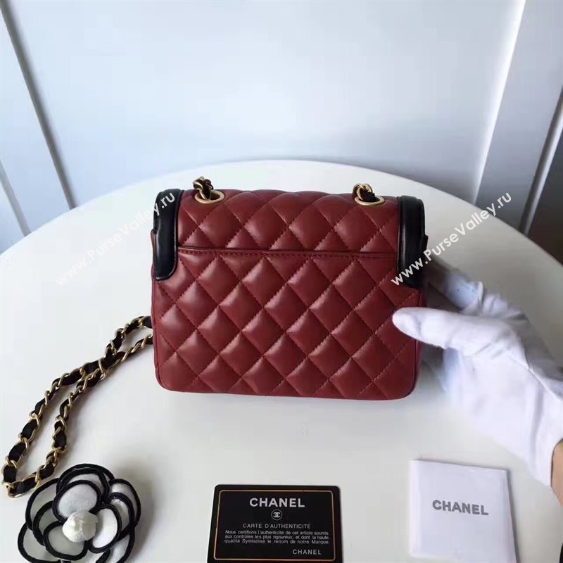 Chanel lambskin new 17cm flap wine shoulder bag 6171