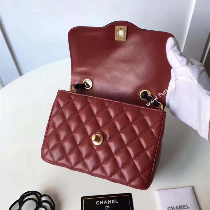 Chanel lambskin new 17cm flap wine shoulder bag 6171