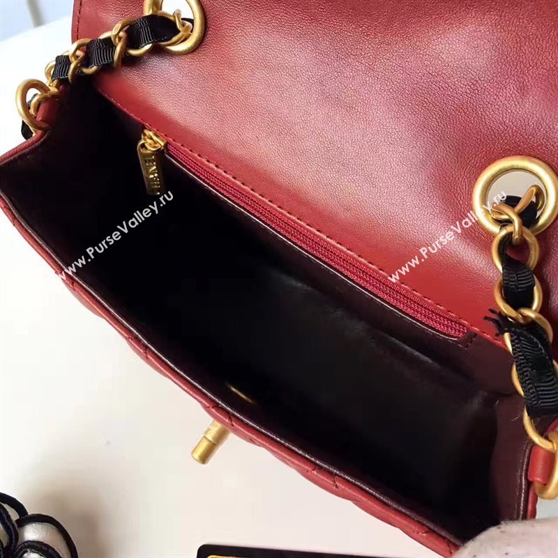 Chanel lambskin new 17cm flap wine shoulder bag 6171
