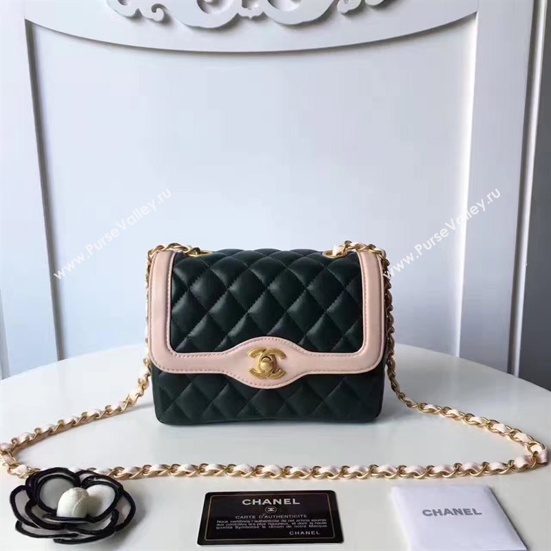 Chanel lambskin new 17cm flap black shoulder bag 6172