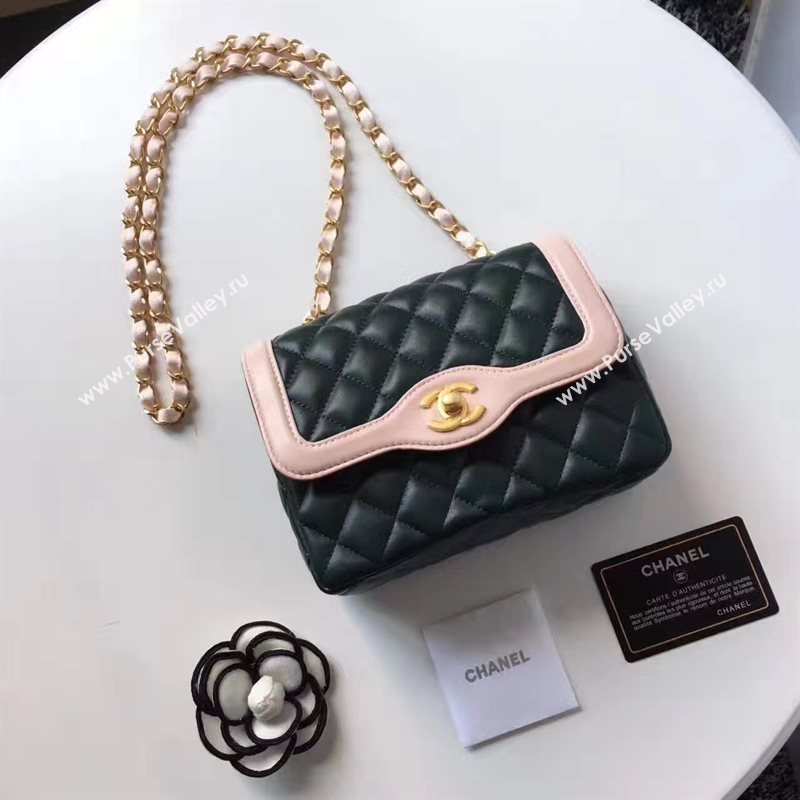 Chanel lambskin new 17cm flap black shoulder bag 6172