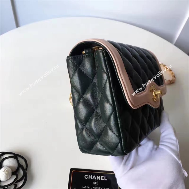 Chanel lambskin new 17cm flap black shoulder bag 6172