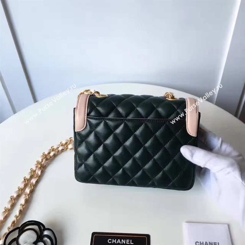 Chanel lambskin new 17cm flap black shoulder bag 6172