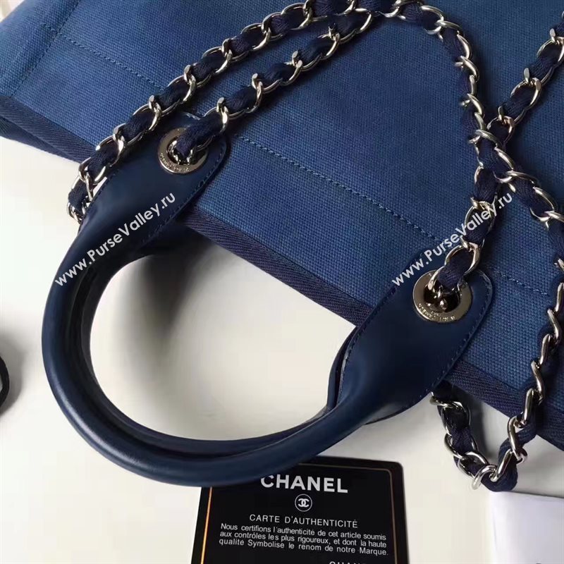 Chanel A68046 original canvas shopping handbag blue bag 6173