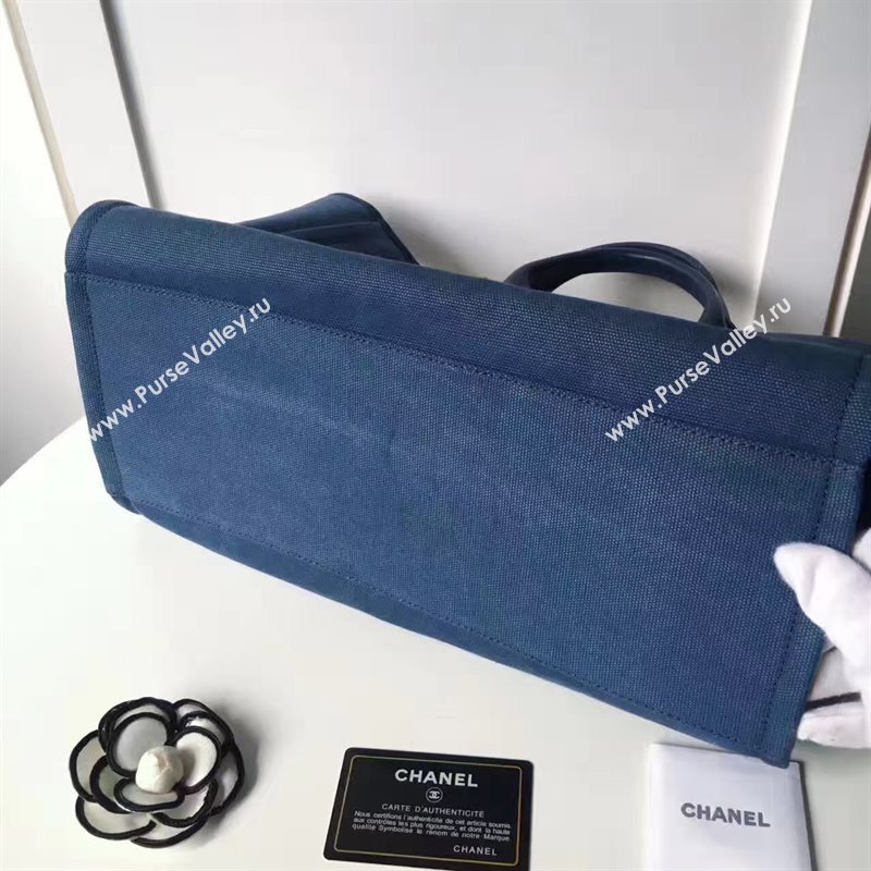 Chanel A68046 original canvas shopping handbag blue bag 6173