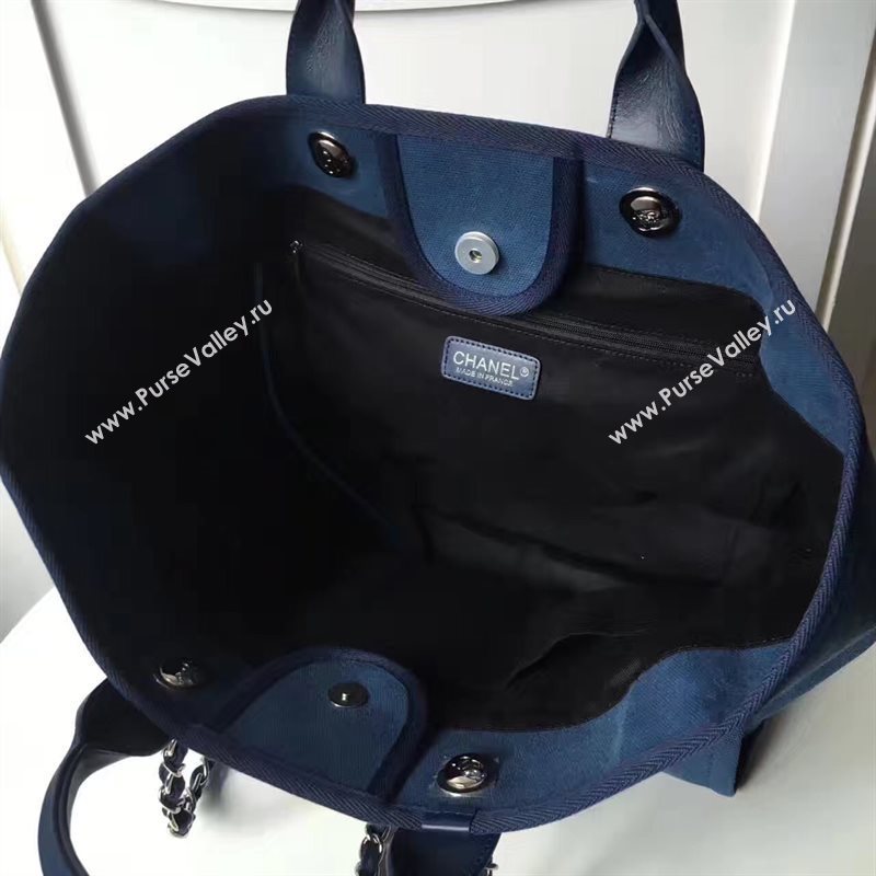 Chanel A68046 original canvas shopping handbag blue bag 6173