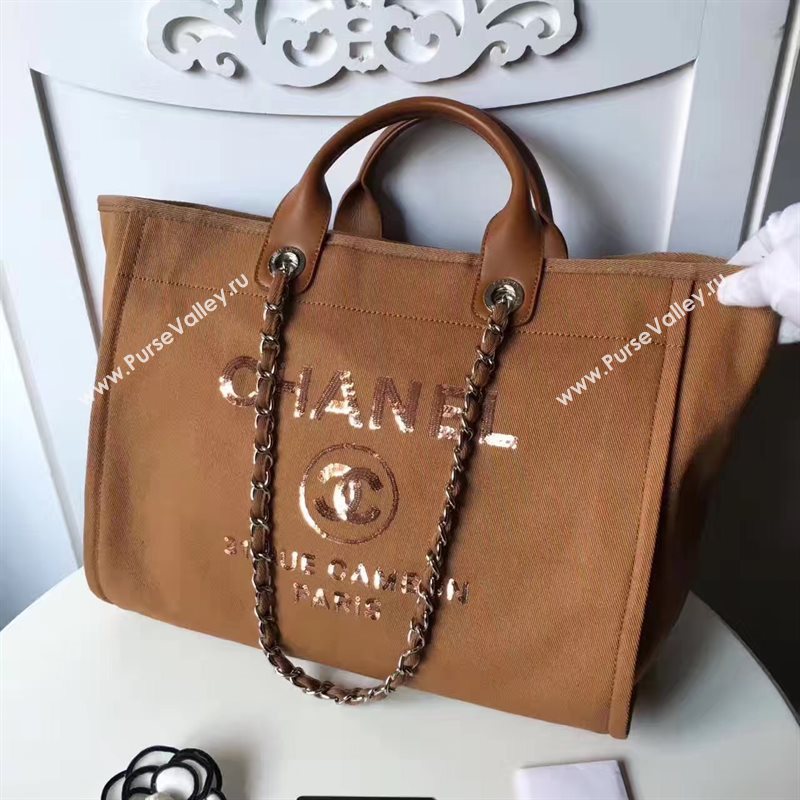 Chanel A68046 original canvas shopping handbag coffee bag 6174