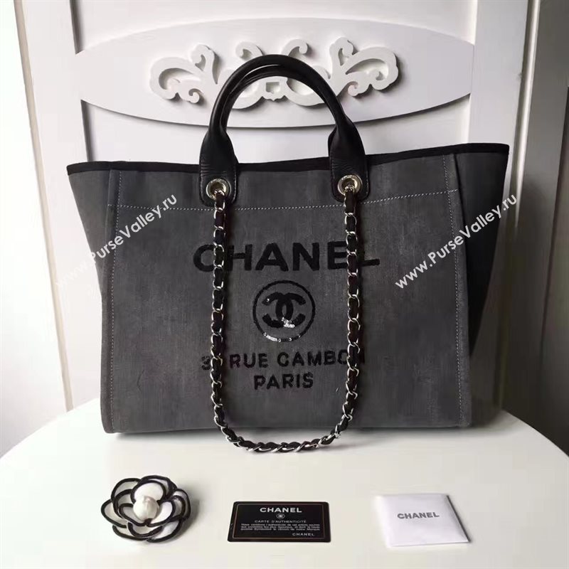 Chanel A68046 original canvas shopping handbag gray bag 6175