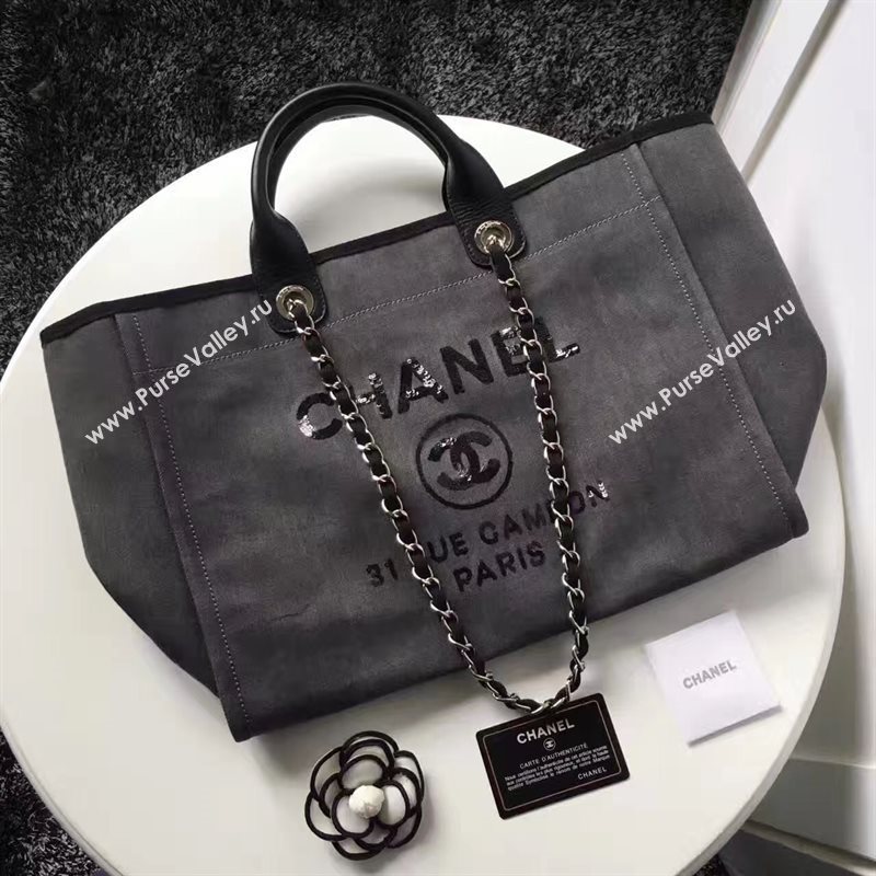 Chanel A68046 original canvas shopping handbag gray bag 6175
