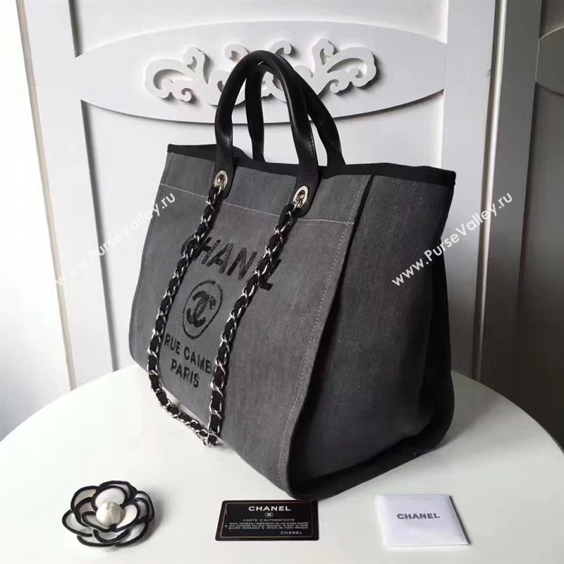 Chanel A68046 original canvas shopping handbag gray bag 6175