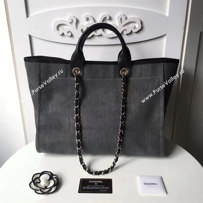 Chanel A68046 original canvas shopping handbag gray bag 6175
