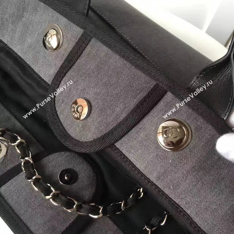 Chanel A68046 original canvas shopping handbag gray bag 6175