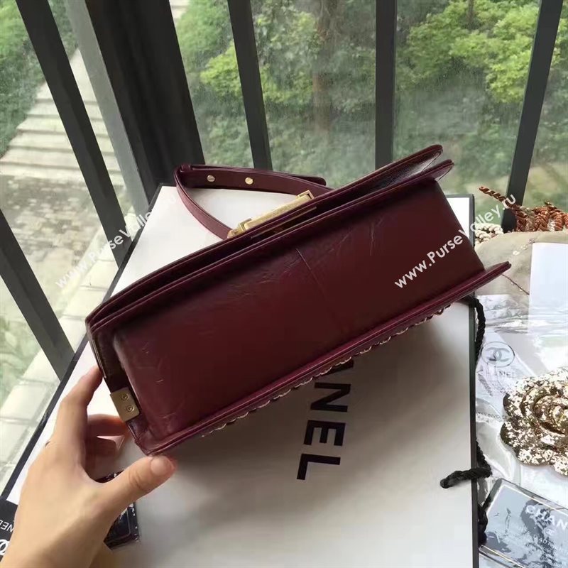 Chanel A67086 lambskin chain le boy handbag wine bag 6176