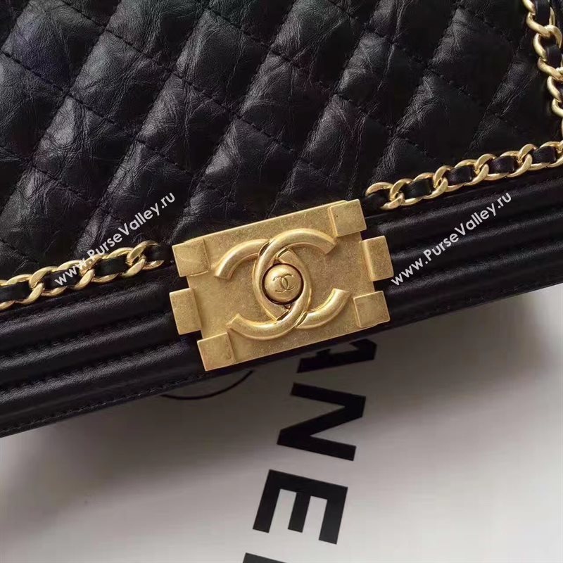 Chanel A67086 lambskin chain le boy handbag black bag 6177