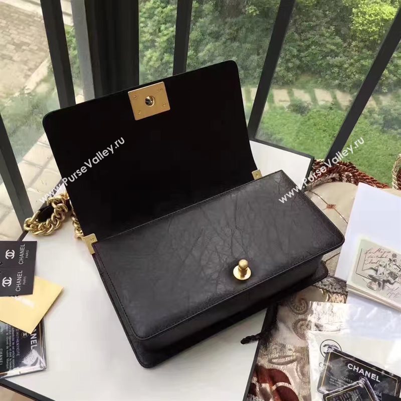 Chanel A67086 lambskin chain le boy handbag black bag 6177