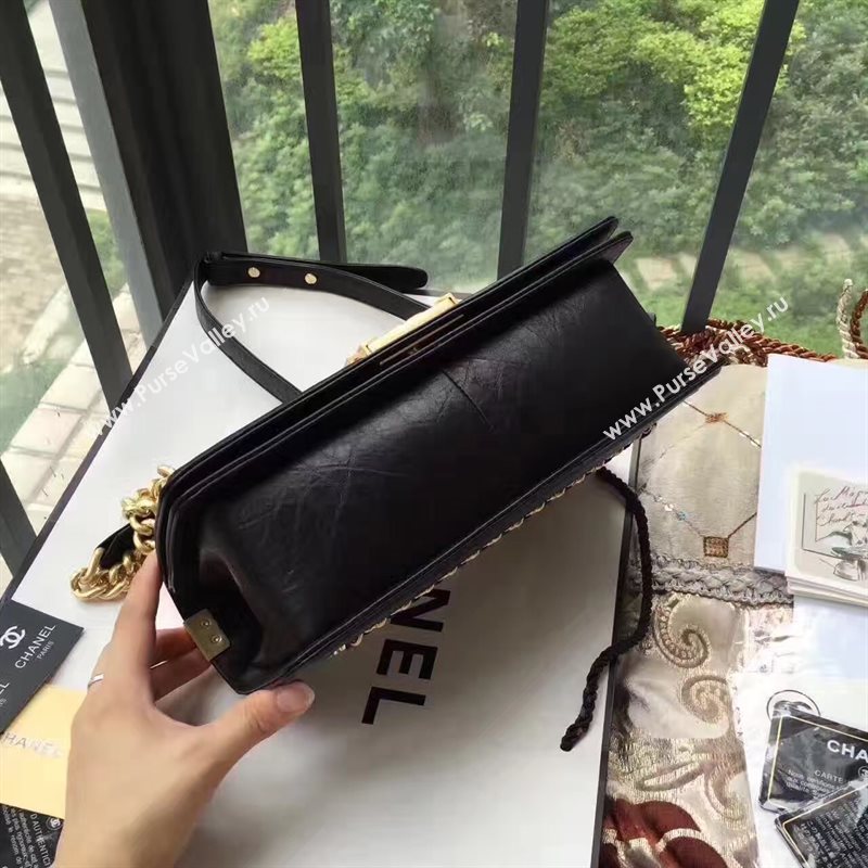 Chanel A67086 lambskin chain le boy handbag black bag 6177