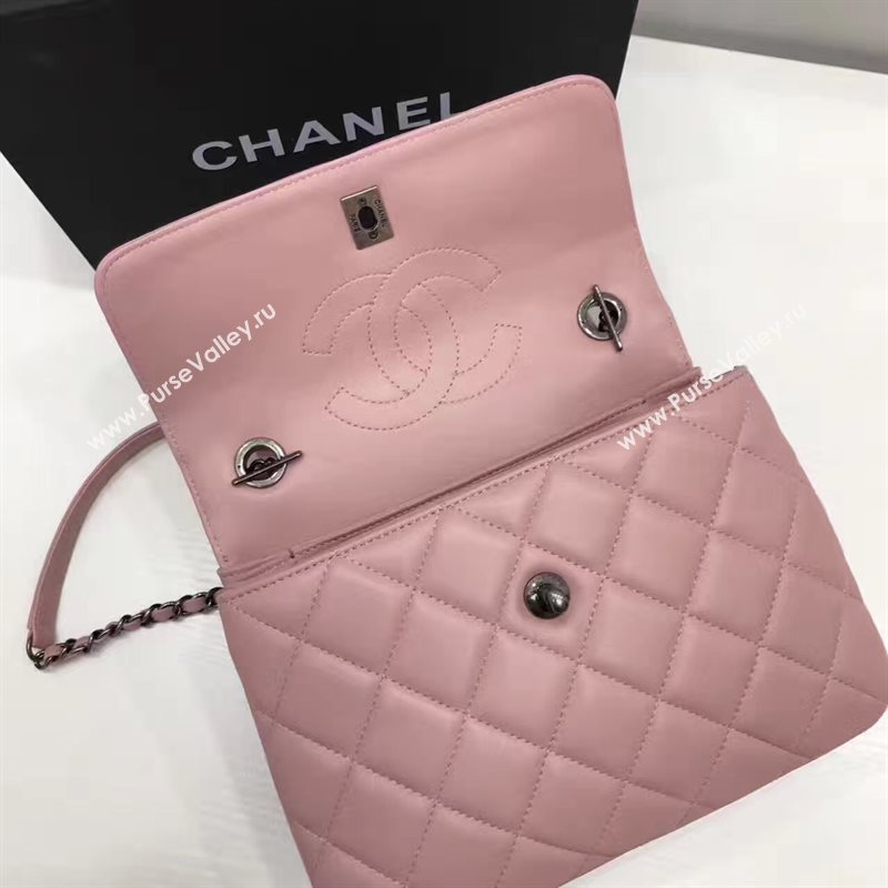 Chanel lambskin sandwich flap handbag pink bag 6179