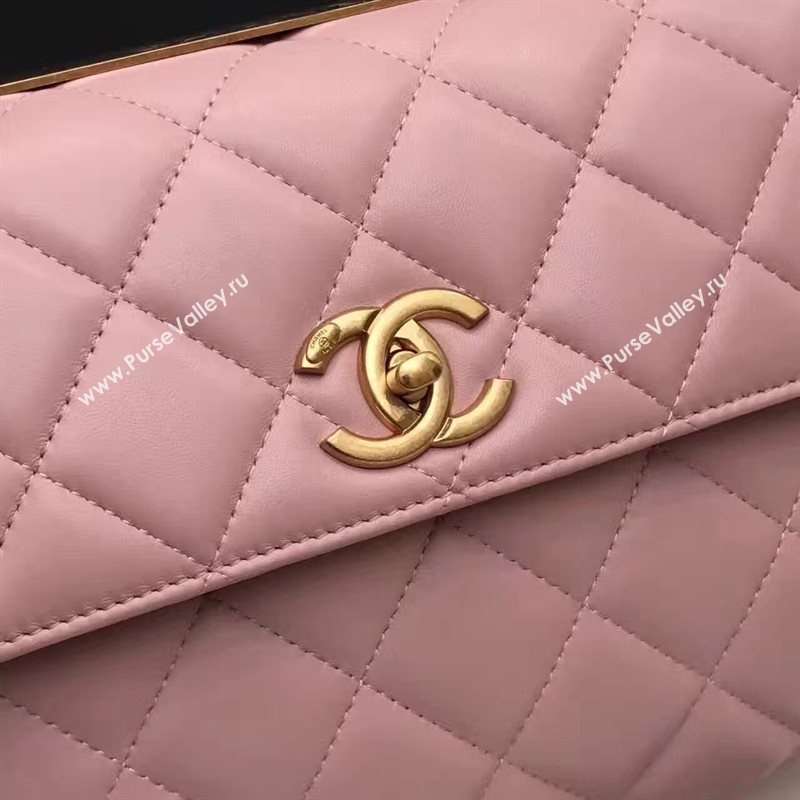 Chanel lambskin sandwich flap handbag pink bag 6180