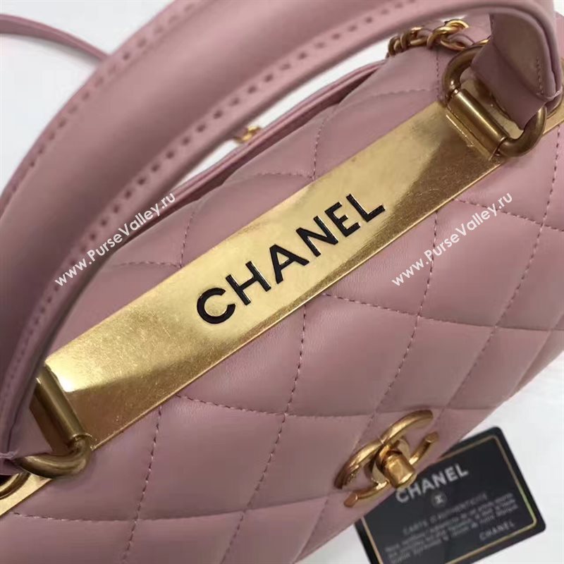 Chanel lambskin sandwich flap handbag pink bag 6180