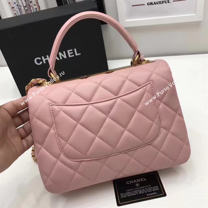 Chanel lambskin sandwich flap handbag pink bag 6180