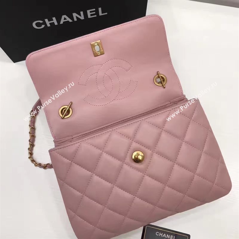 Chanel lambskin sandwich flap handbag pink bag 6180