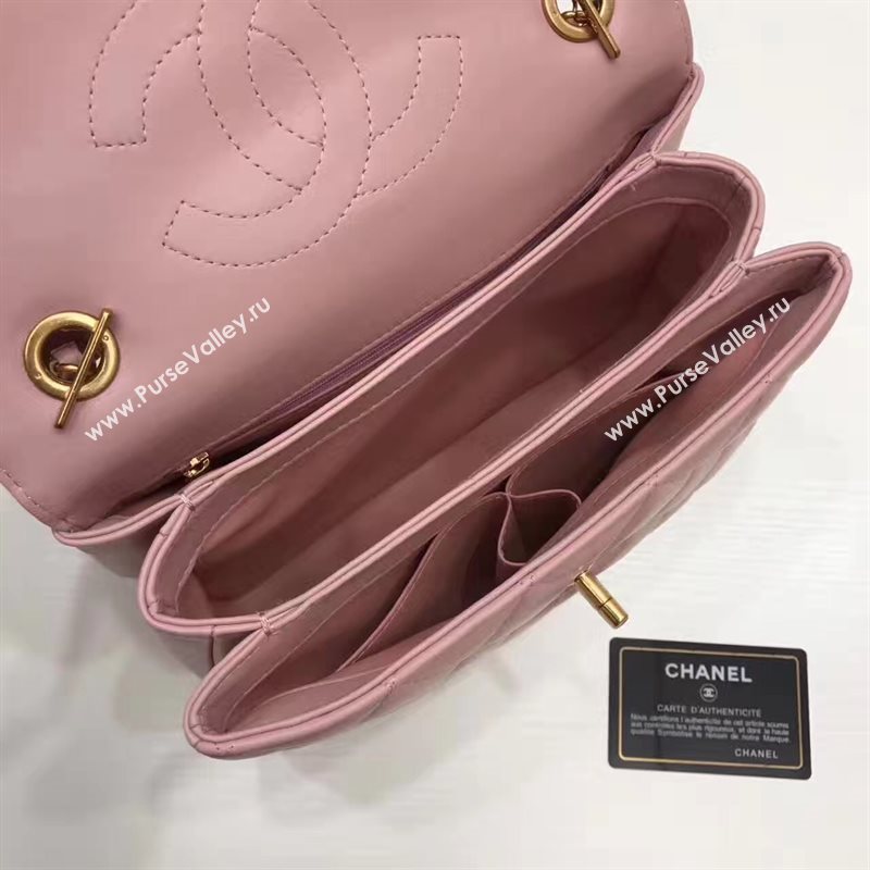 Chanel lambskin sandwich flap handbag pink bag 6180