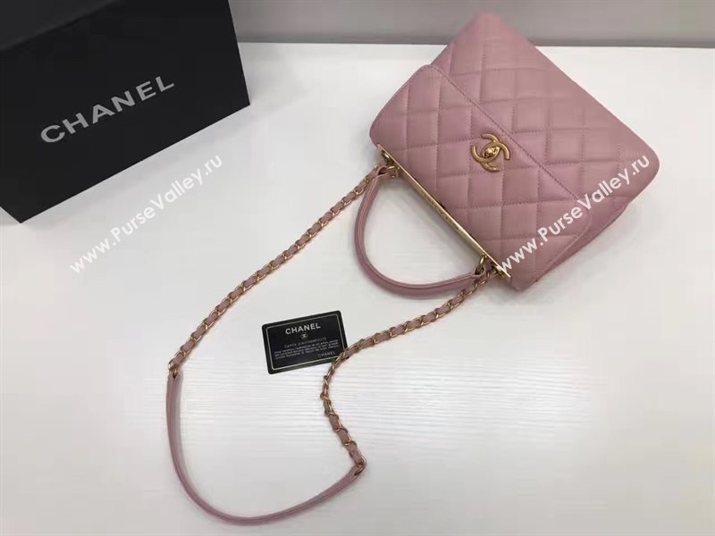 Chanel lambskin sandwich flap handbag pink bag 6180