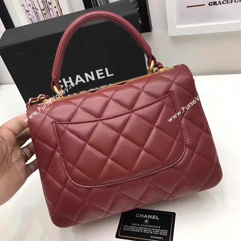 Chanel lambskin sandwich flap handbag wine bag 6181