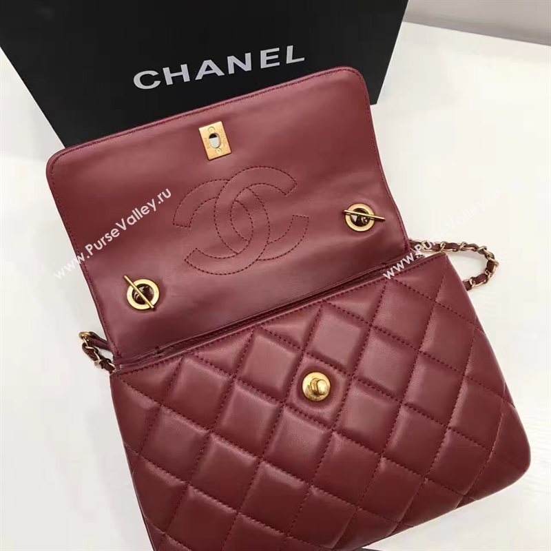 Chanel lambskin sandwich flap handbag wine bag 6181