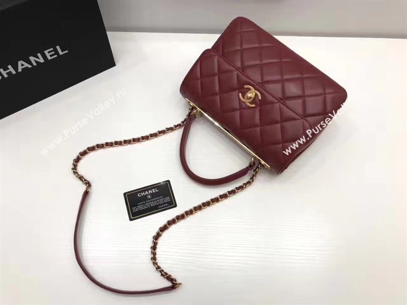 Chanel lambskin sandwich flap handbag wine bag 6181