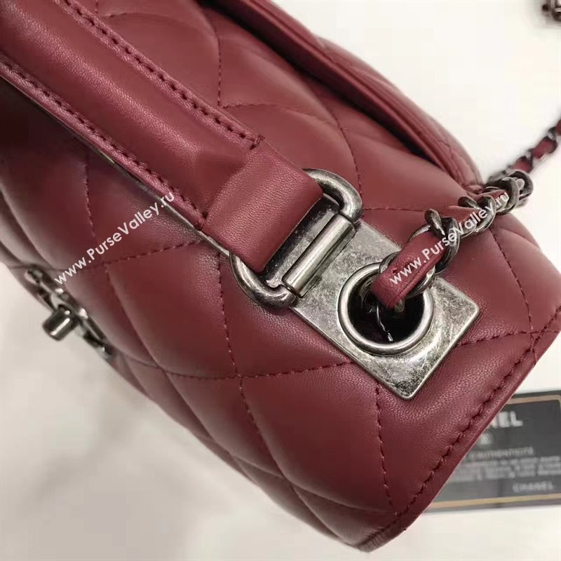 Chanel lambskin sandwich flap handbag wine bag 6182