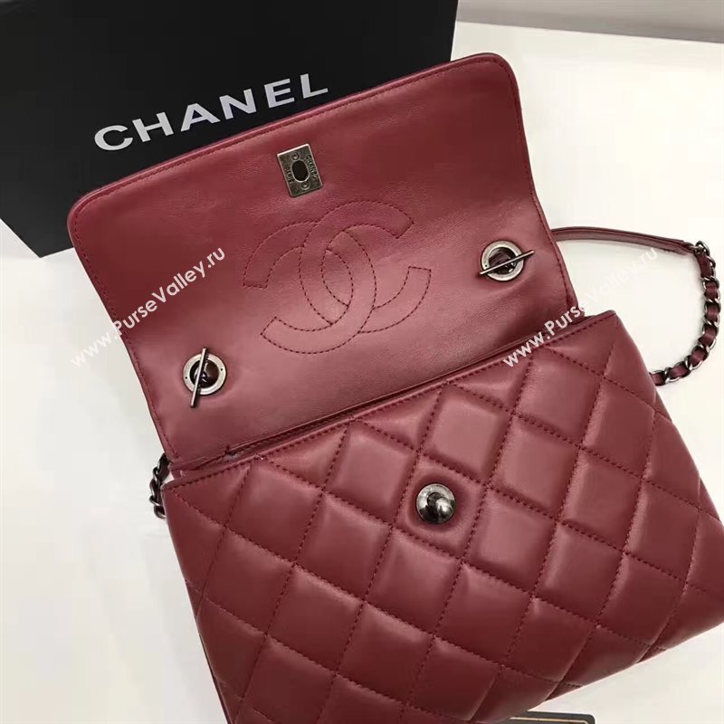 Chanel lambskin sandwich flap handbag wine bag 6182