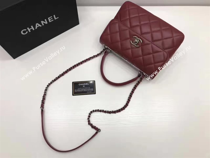 Chanel lambskin sandwich flap handbag wine bag 6182