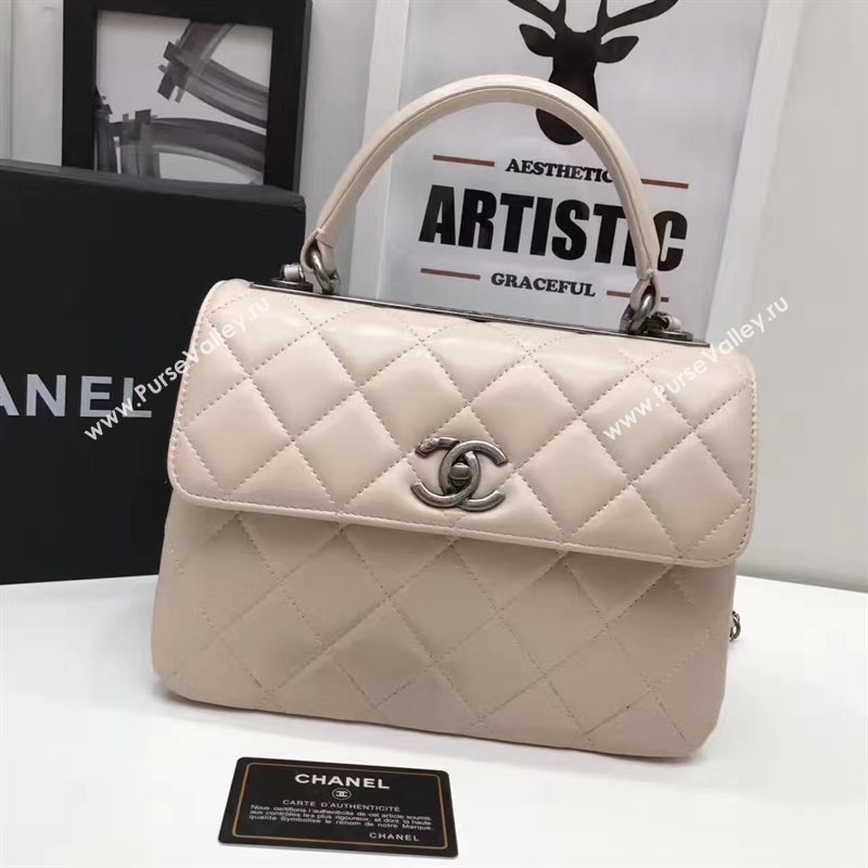Chanel lambskin sandwich flap handbag cream bag 6183