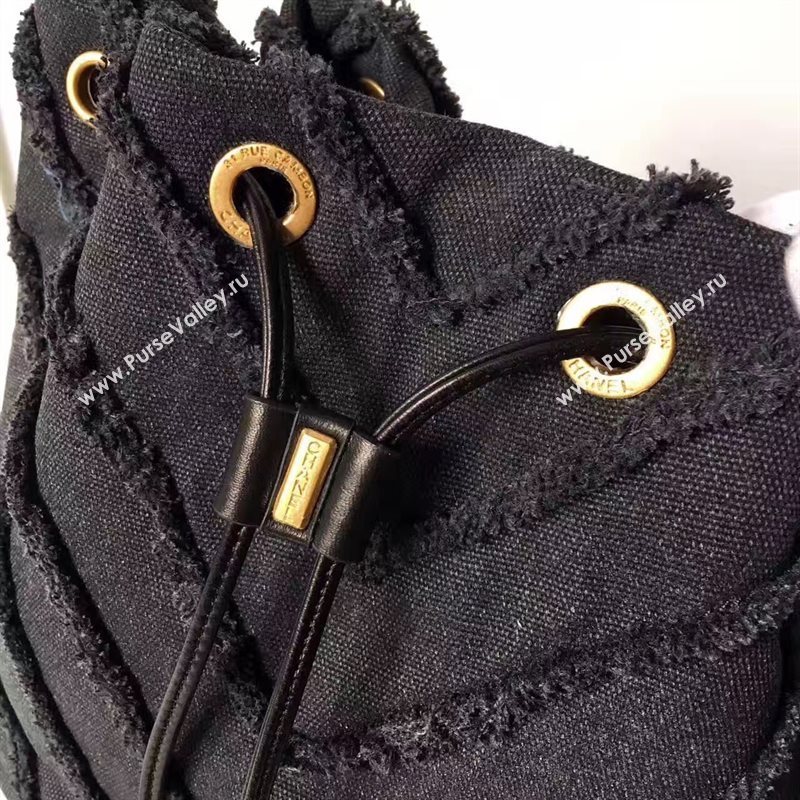 Chanel original canvas bucket black shoulder bag 6184