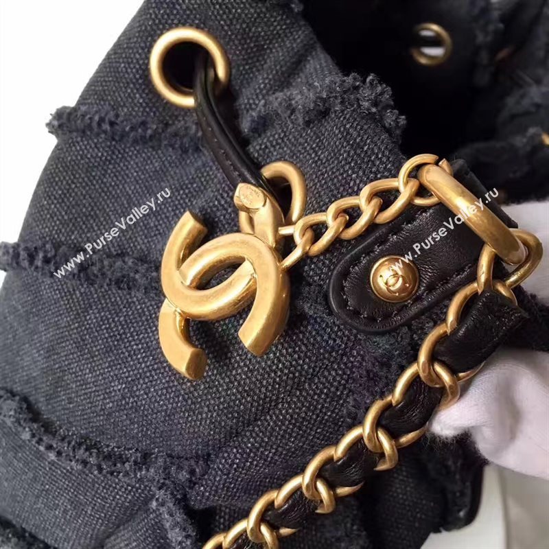 Chanel original canvas bucket black shoulder bag 6184