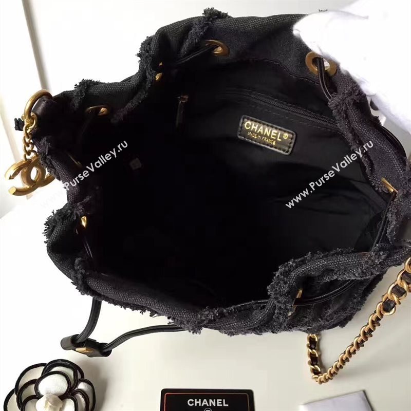 Chanel original canvas bucket black shoulder bag 6184