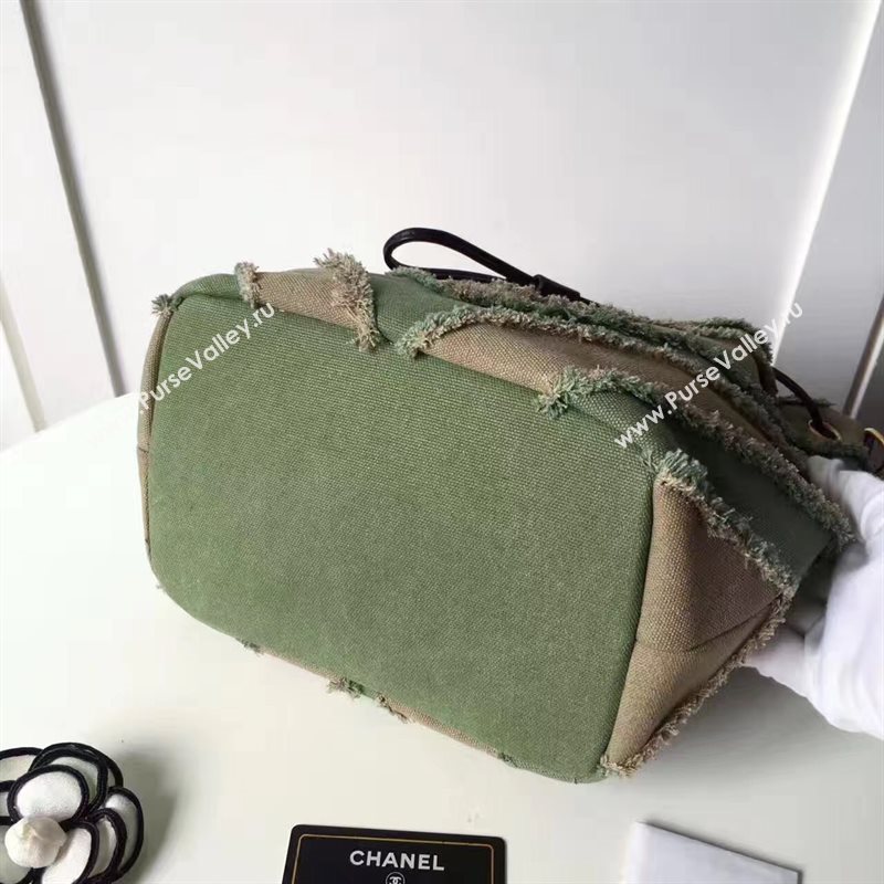 Chanel original canvas bucket green shoulder bag 6185