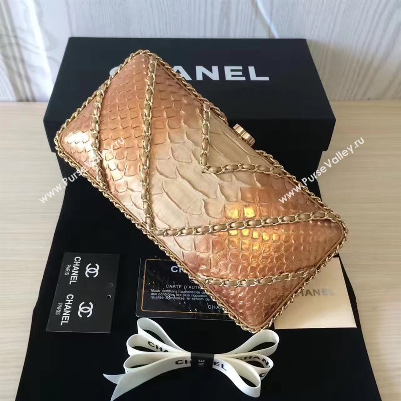 Chanel python evening clutch gold shoulder bag 6186