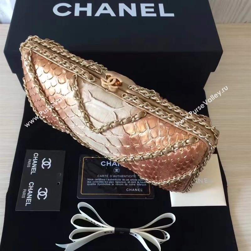 Chanel python evening clutch gold shoulder bag 6186