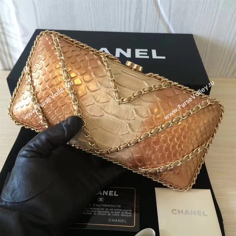 Chanel python evening clutch gold shoulder bag 6186