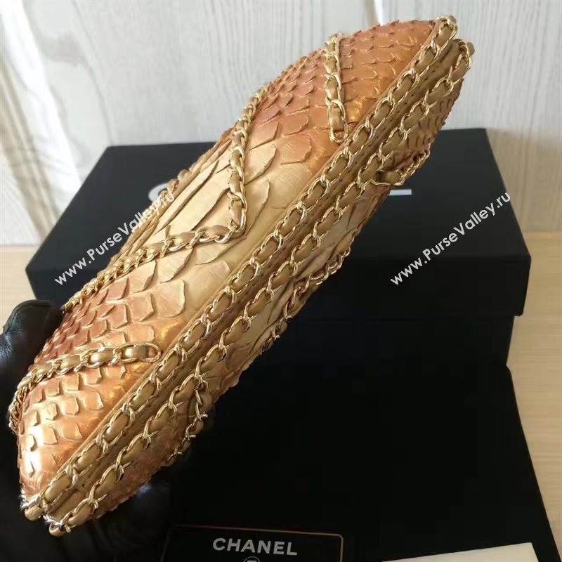 Chanel python evening clutch gold shoulder bag 6186