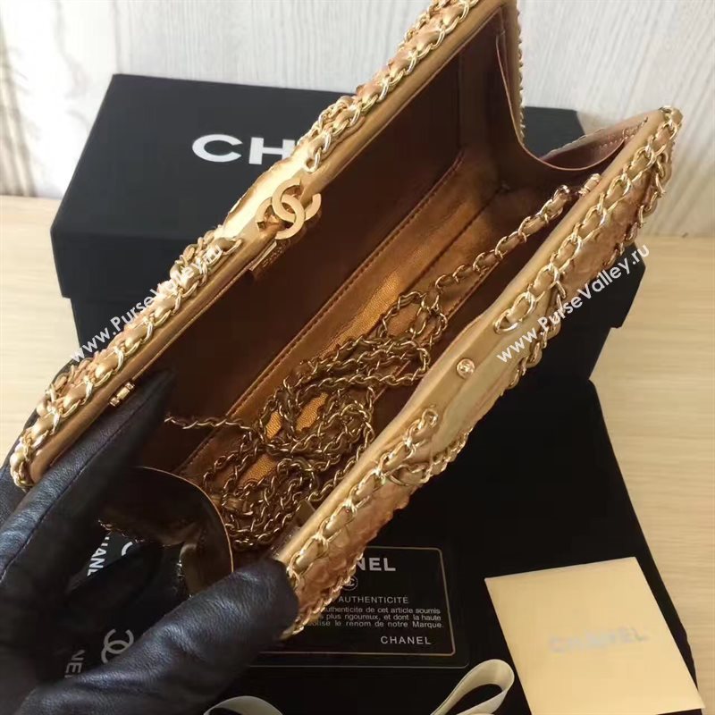 Chanel python evening clutch gold shoulder bag 6186