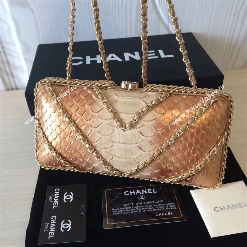 Chanel python evening clutch gold shoulder bag 6186