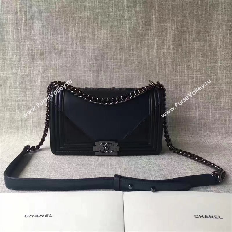 Chanel lambskin new le black boy bag 6187