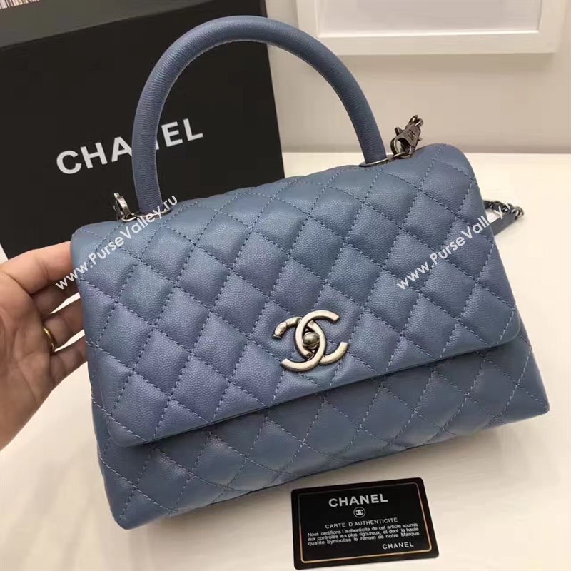 Chanel A92991 caviar lambskin tote handbag blue bag 6192