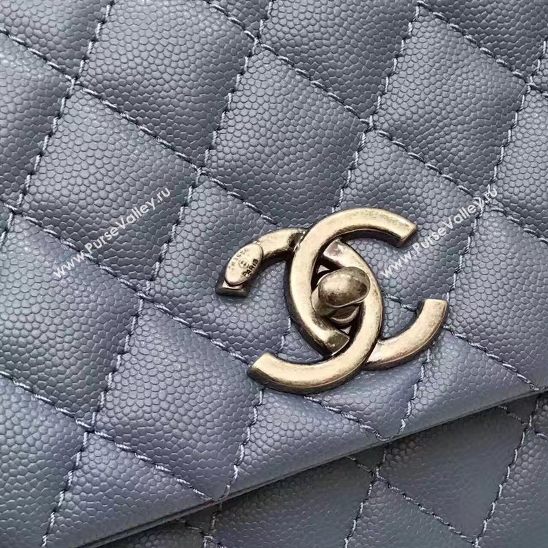 Chanel A92991 caviar lambskin tote handbag blue bag 6192
