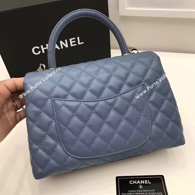 Chanel A92991 caviar lambskin tote handbag blue bag 6192