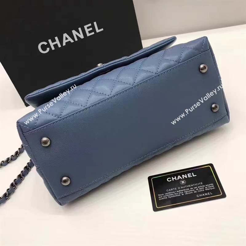 Chanel A92991 caviar lambskin tote handbag blue bag 6192